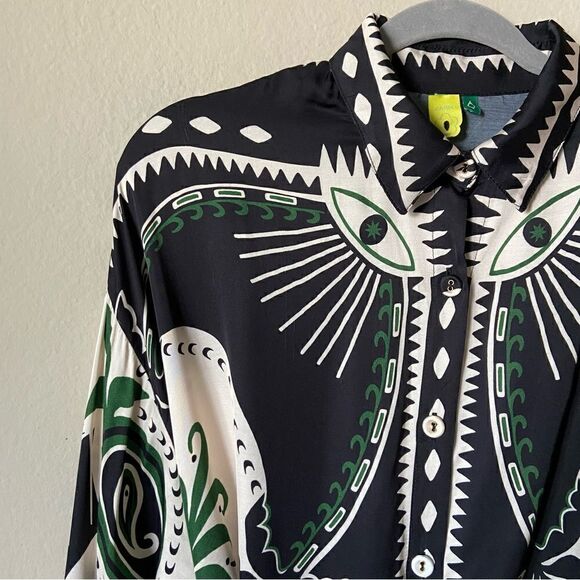 Rare Farm Rio Mystic Scarf Midi Black Shirt Dress Lenzing Wrap Size XS - Picture 9 of 15